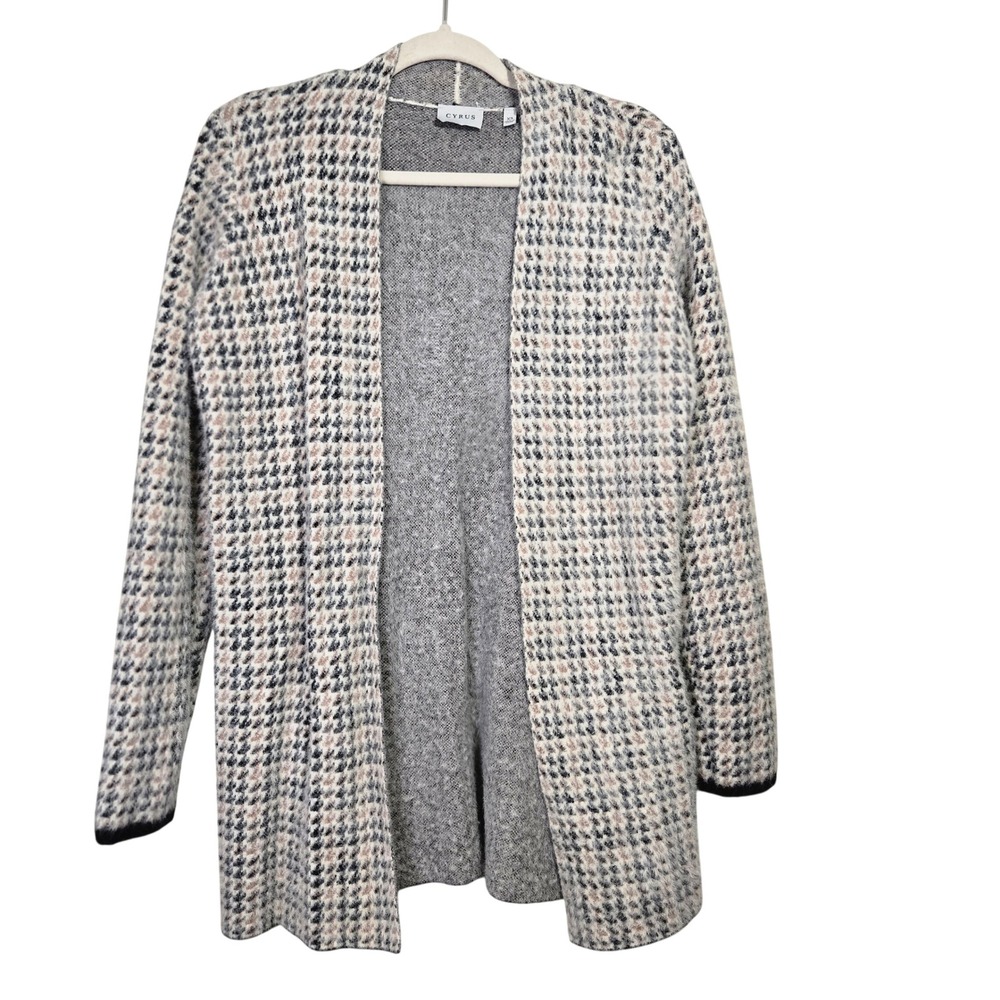 CYRUS Houndstooth Open Front Cardigan Sweater Soft‎ XS